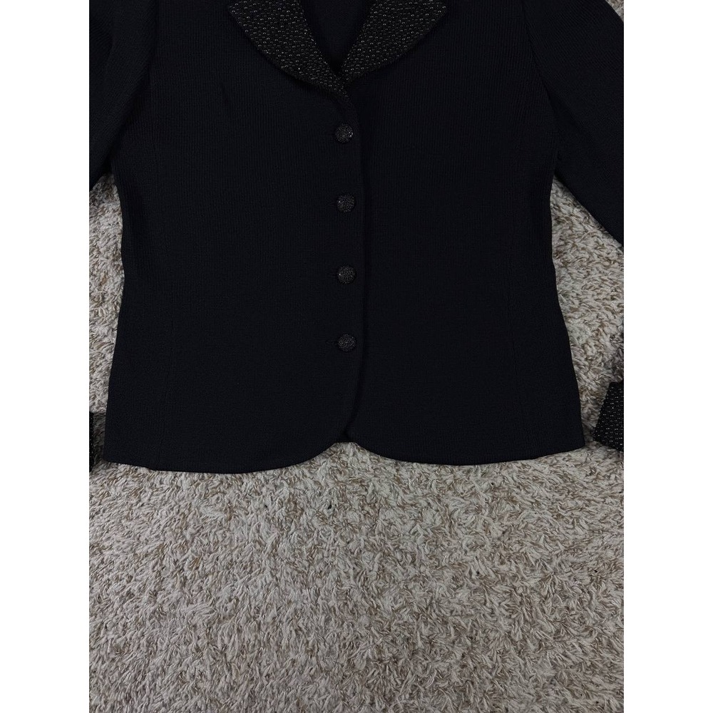St. John Evening Beaded Santana Knit Pants Suit Set Black Women's Size 6 USA - Picture 4 of 16